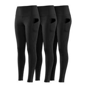 3-Pack High Waisted Women Legging Super Soft, Body Contour, Moister Wicking Bottom Wear with Side Pockets for Running & Workout  (Large , Black) - 1 of 4
