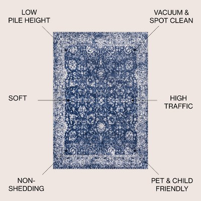 Handmade Reversible Synthetic Navy Blue 4' x 6' Area Rug
