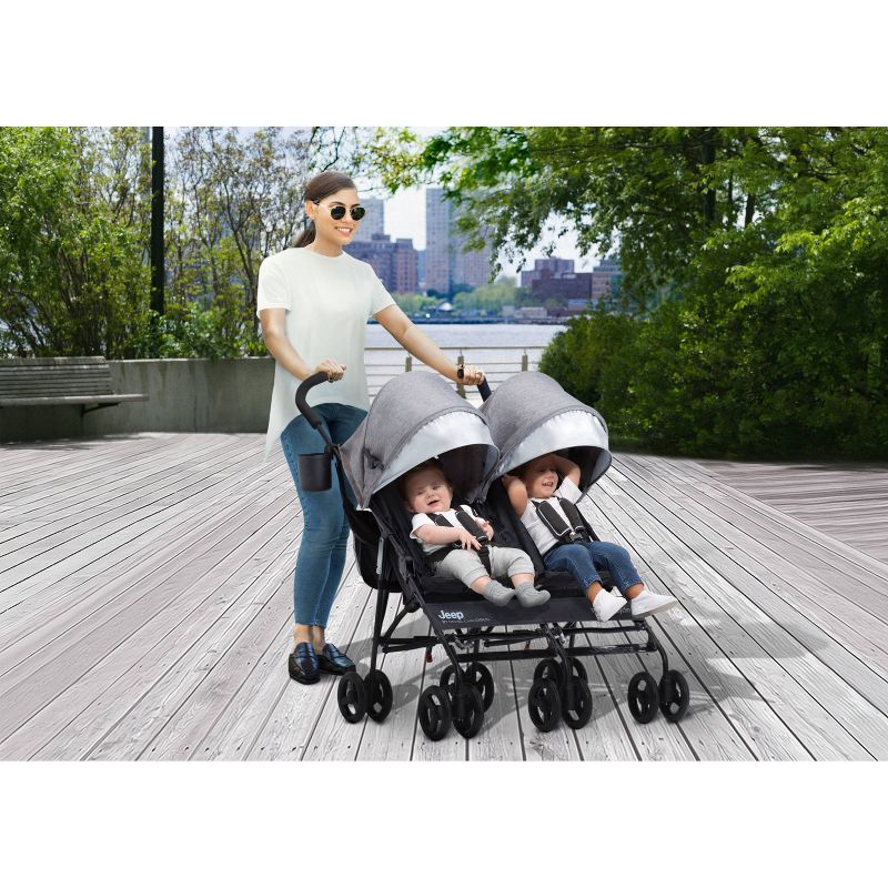 Jeep PowerGlyde Side-by-Side Double Stroller by Delta Children - Gray, 3 of 19