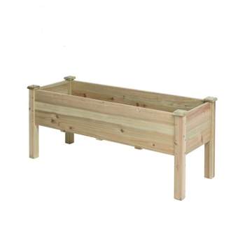 LuxenHome 20.1" H Unfinished Fir Wood Raised Garden Bed Planter Brown