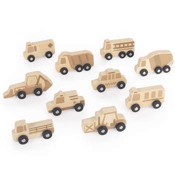 Guidecraft Mini Wooden Vehicles - Set of 10