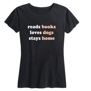 Women's - Instant Message - Books Dogs Home Short Sleeve Graphic T-Shirt - 1 of 4