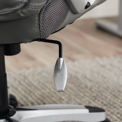 ErgoExec High-Back Swivel Executive Chair in Light Gray Mesh & Faux Leather