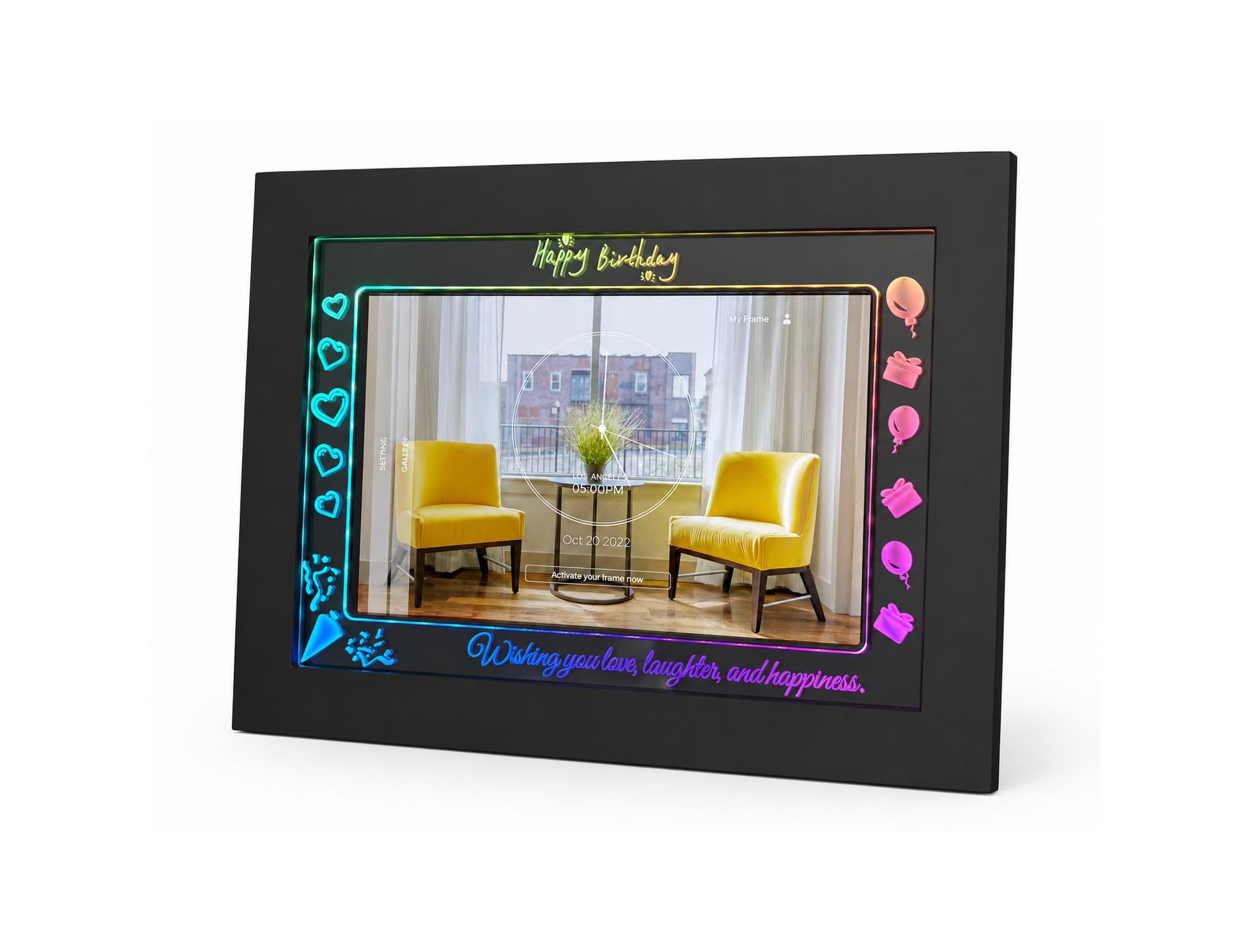 Eco4life 10.1" Smart WiFi Digital Picture Frame with RGB Lights, Instant Photo & Video Sharing, Birthday Gift, CPF1056B