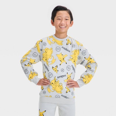 Boys' Pokemon Printed Fleece Crewneck Sweatshirt - Beige