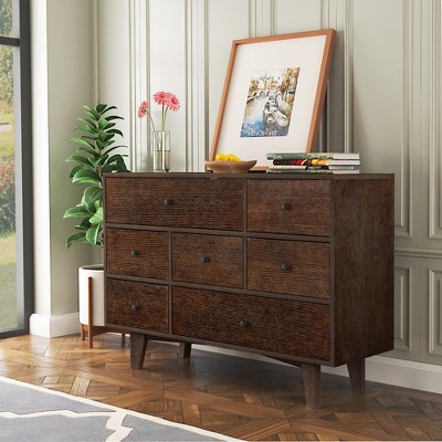 4/5/6/7-Drawer Dresser, Modern Wooden Dresser Chest with Retro Round Handle, Buffet Server Cabinet, Auburn 4A - ModernLuxe