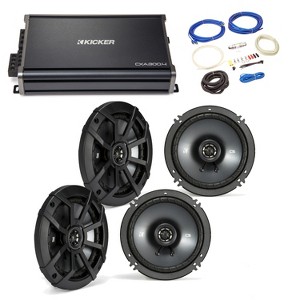 Kicker 43CSC654 6.5” CS-Series Speakers (2 pair) with 43CXA3004 CX-Series Amplifier and wire kit - 1 of 4