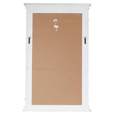 Cream Wood Windowpane Arched Wall Mirror with Distressed Finish