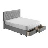 Eco Dream Full Henley Linen Tufted Upholstered Platform Bed with Storage Drawers Gray: Euro Glides, No Box Spring Required - 3 of 4