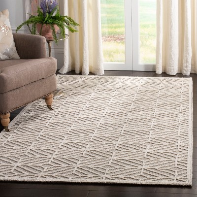 Ivory and Black Hand-Tufted Wool Rectangular Area Rug, 3' x 5'