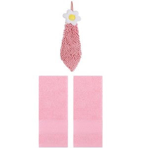 REGALWOVEN 3 Pcs Soft Absorbent Hand Towel Bathroom Decorative Set - 1 of 4