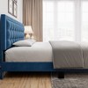 homfan King Size Bed Frame with Adjustable Headboard, Velvet Upholstered Platform Bed Frame, Button Tufted/Wood Slat Support/No Box Spring Needed - 4 of 4