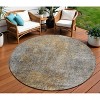 Gray Silver And Charcoal Abstract Washable Indoor Outdoor Area Rug - 2 of 4