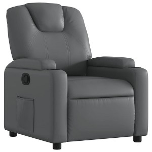 vidaXL Gray Faux Leather Recliner Chair with Manual Recline, Cup Holders and Side Pocket for Living Room, Bedroom Comfort - 1 of 4
