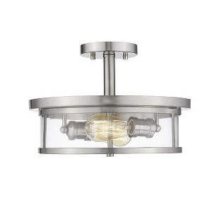 Savannah 2-Light Semi Flush Mount - Mid-Century Modern Steel Fixture, Dimmable, 100W - 1 of 1