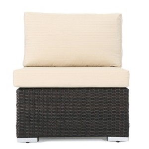Christopher Knight Home 3pc Santa Rosa Wicker Outdoor Patio Sectional Sofa Multibrown/Beige - 1 of 4