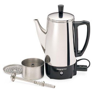 Presto 02822 Stainless Steel Coffee Maker, Classic Percolator, Easy Pour, Silver - 1 of 4