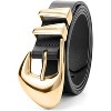 Women's Leather Belts for Jeans Dress Pants Black Brown Belts for Women Ladies Waist Belts with Gold Buckle - 3 of 4