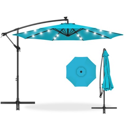 Best Choice Products 10ft Solar LED Offset Hanging Outdoor Market Patio Umbrella w/ Adjustable Tilt
