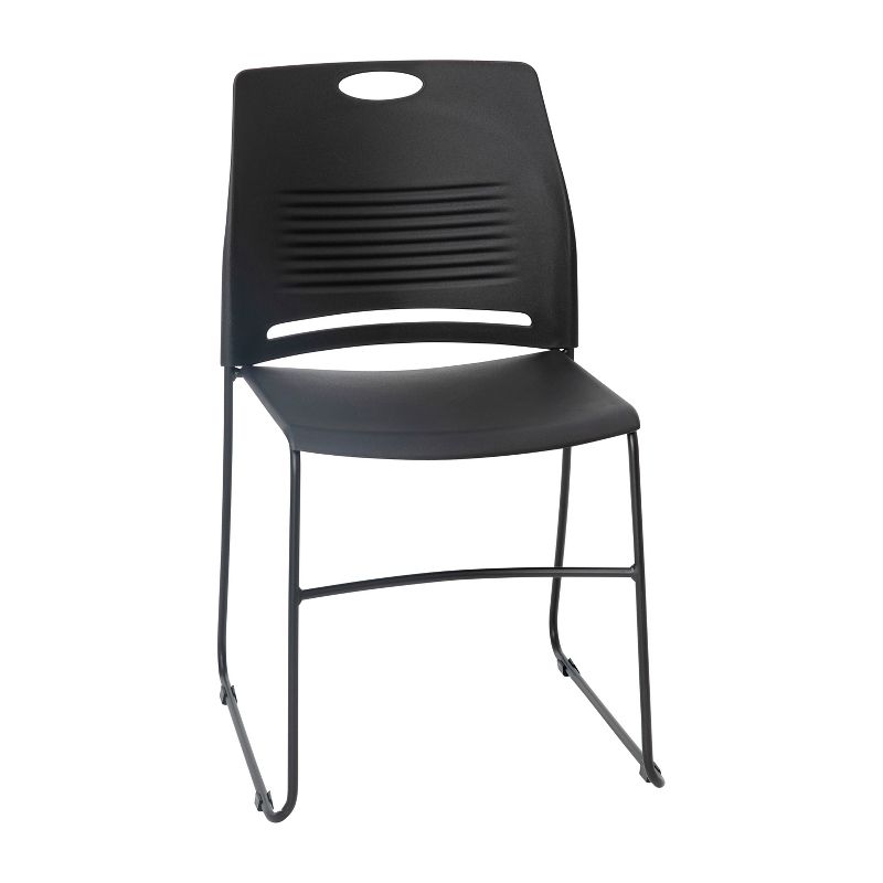 Flash Furniture HERCULES Series Commercial Grade 660 lb. Capacity Plastic Stack Chair with Powder Coated Sled Base Frame and Integrated Carrying Handle, 1 of 12