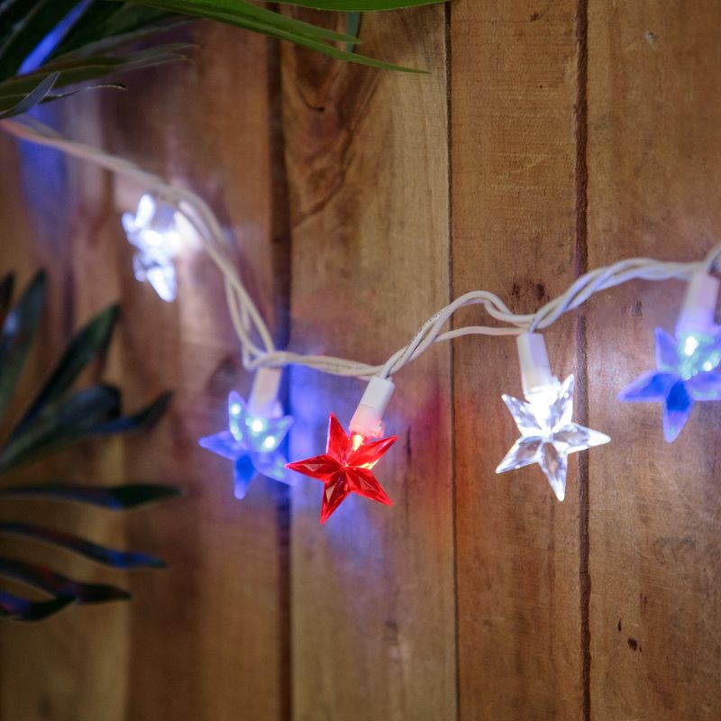 Northlight 30ct LED Patriotic Stars Fourth of July String Light Set, 7ft White Wire, 2 of 4