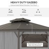 10' x 12' Hardtop Gazebo with Curtains and Netting, Permanent Pavilion Metal Double Roof Gazebo Canopy with Aluminum Frame and Hooks, for Garden - 4 of 4