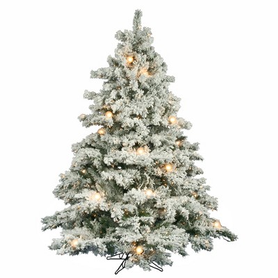 Vickerman Flocked Alaskan Artificial Christmas Tree PreLit