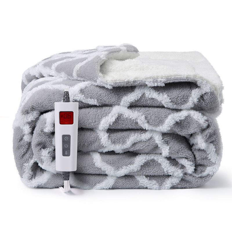 Whizmax Electric Blanket, Heated Throw Blanket, Tufted Jacquard Heating Blankets, 6 Heating Levels, 1 of 5