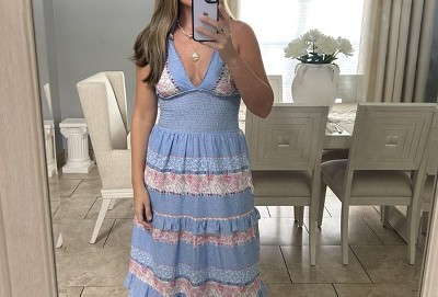 target blue ruffle dress Petal and Pup Women's Ciao Ruffles Maxi Dress