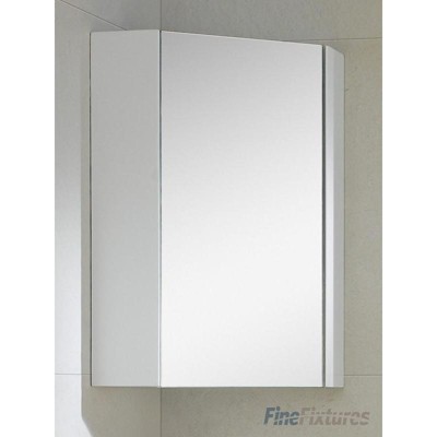 White Oak Corner Vanity with Medicine Cabinet and Sink