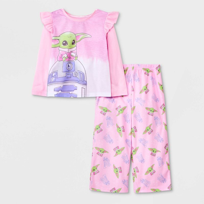 Toddler Girls&#39; 2pc Star Wars Baby Yoda Pajama Set - Purple, 1 of 4