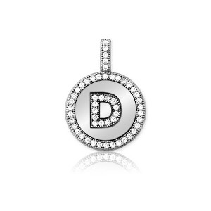 Bella Silver Sterling Silver Micro Pave Circle 18" Pendant Necklace - Available Colors: Silver, Gold - 1 of 2