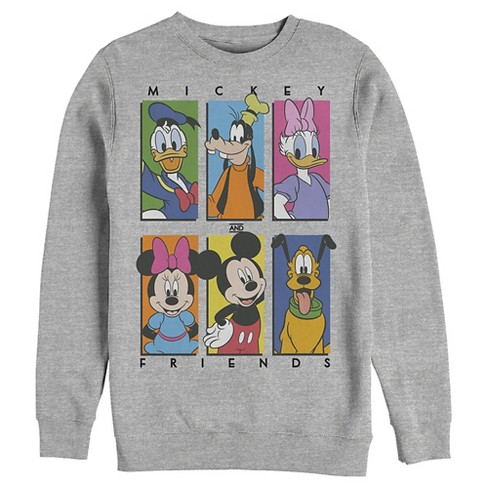 Men's Mickey & Friends Colorful Character Panels Sweatshirt - Athletic  Heather - Small : Target