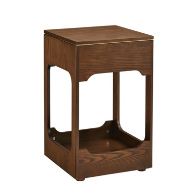 FONTOI End Tables Accent Silm Side Morden Wooden End Table Round Tabletop, Special Design, for Living Room, Brown, 15.8"*15.8"*25.7"