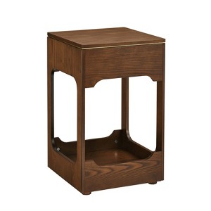 FONTOI End Tables Accent Silm Side Morden Wooden End Table Round Tabletop, Special Design, for Living Room, Brown, 15.8"*15.8"*25.7" - 1 of 4