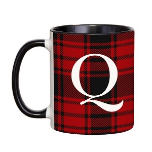 Personalization Mall Christmas Red Plaid Initial Coffee Mug - 1 of 3