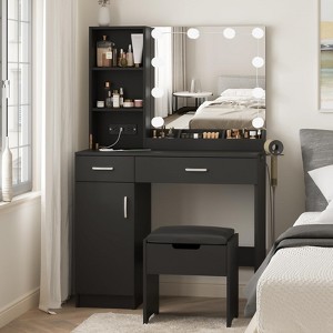 Makeup Vanity Desk with Lighted Mirror & Lots Storage - 1 of 4