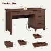 Farmhouse Executive Desk with Charging Station & File Cabinet Storage - 53.54" Wood Computer Desk for Home Office, Study, Work Writing - 2 of 4