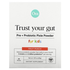 Ora Trust Your Gut, Pre + Probiotic Pixie Powder, For Kids, Fruit Punch, 6 Billion, 30 Sticks, 0.05 oz (1.5 g) Each - 1 of 4