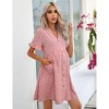 Womens Maternity Dress V Neck Lantern Sleeve Jacquard Dot Pocket Babydoll Baby Shower Dress - 2 of 4