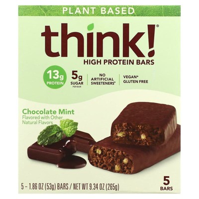 Think !, High Protein Bars, Chocolate Mint, 5 Bars, 1.86 oz