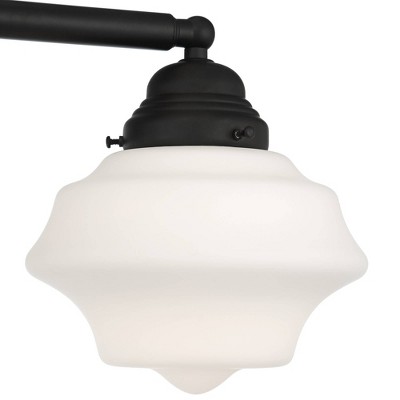 Astrid Black Metal 3-Light Vanity Fixture with Opal Glass Shades