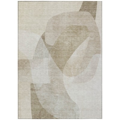 HomeRoots 3' X 5' Beige And Taupe Abstract Washable Indoor Outdoor Area Rug