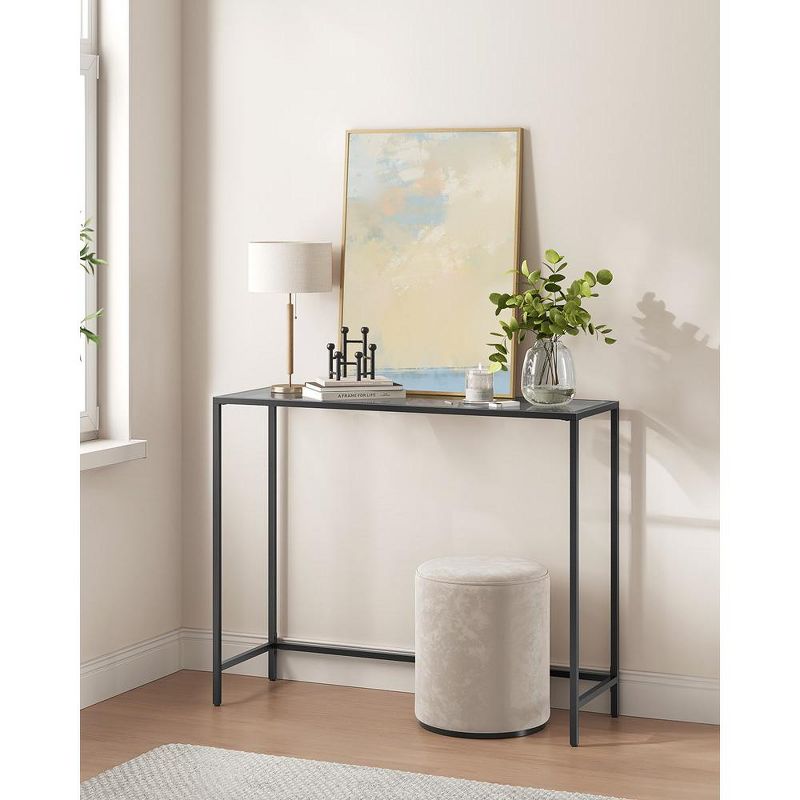 VASAGLE Entryway Table, Console Table, Tempered Glass Tabletop, Modern Sofa Table, Easy Assembly, with Adjustable Feet, 2 of 8