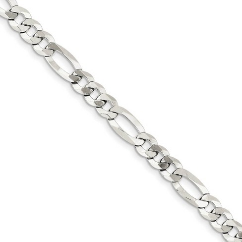 Black Bow Jewelry 7mm Sterling Silver Flat Figaro Chain Bracelet - image 1 of 4