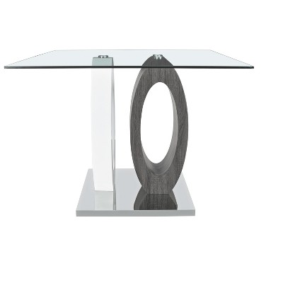 NicBex Dining Table Modern Transparent Tempered Glass Dining Room Table with MDF Base for Dining Room