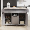 XINGHANZHENXUAN Kitchen Island with Trash Can Storage Cabinet, Kitchen Cart with Drop Leaf, Spice Rack, Towel Rack and Drawer - 4 of 4