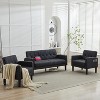 TYBOATLE 3-Piece Sofa Couch, Modern Linen Upholstered Sofa, 1 Loveseat & 1 Accent Chair Sofa with Deep Seats for Living Room,Black - 3 of 4