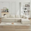 137.8" Corduroy Upholstery L-Shaped Cloud Modular Sectional Sofa with Right Chaise and Pillows, All-Foam Compression Design - 3 of 4