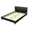 Costway Queen Upholstered Platform Bed Frame with Linen/PU Headboard Wood Slat Gray/Black - 3 of 4